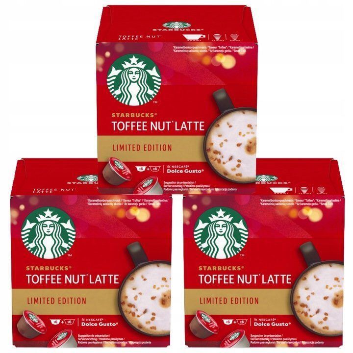 Starbucks Toffee Nut Latte Limited Edition für Nescafe Dolce Gusto 36 Kapseln im 3er Pack, je 12 Kapseln