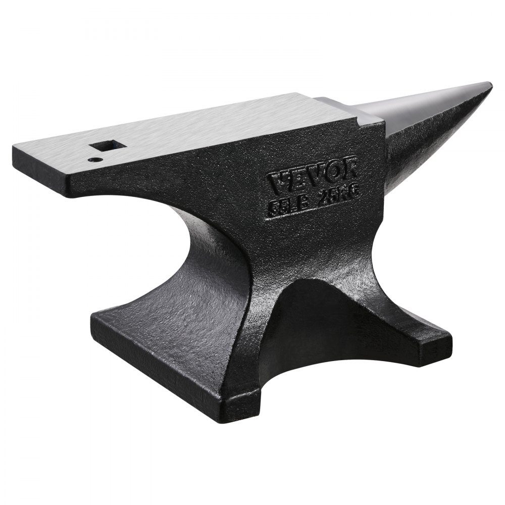 Single Horn Anvil, Cast Steel Anvil, 25kg Round Horn Anvil with High Hardness, Large Worktop and Stable Base, Metalworking Tool for Bending, Shaping and Twisting Metal