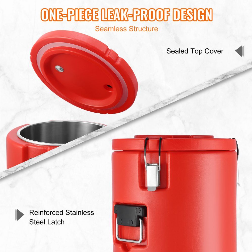 Heiß- und Kaltgetränkespender, Getränkespender, 6 l, Edelstahl, Heiß- und Kaltwasserbrunnen, großer Getränkespender mit Zapfhahn für Kaffee, kalte Milch, Wasser, Saft usw., runde Isolierkanne