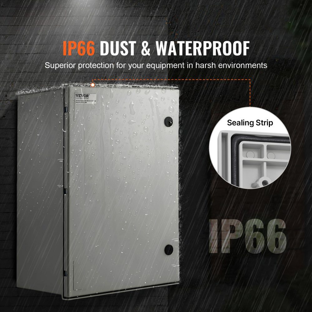 Schakelkast Stalen behuizing van NEMA, 600x400x230 mm, NEMA 4X glasvezel schakelkast, IP66 water- en stofdicht, elektrische aansluitdoos voor binnen en buiten, met montageplaat