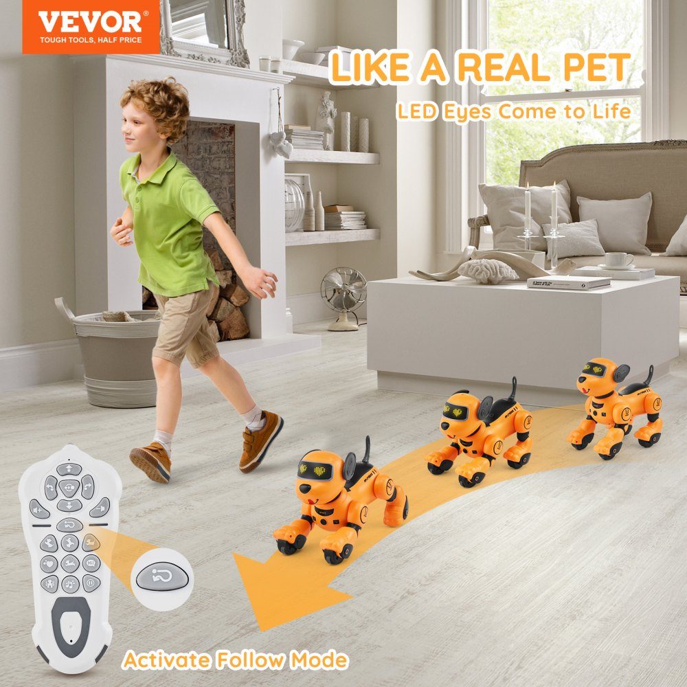 Ferngesteuertes Roboter-Hundespielzeug, 2,4-GHz-RC-Hund, programmierbarer intelligenter interaktiver Roboter-Haustier für Kinder mit Folgefunktion, Berührungs- und Sprachsteuerung, singend tanzendes RC-Stunt-Spielzeug für Jungen und Mädchen ab 3 Jahren