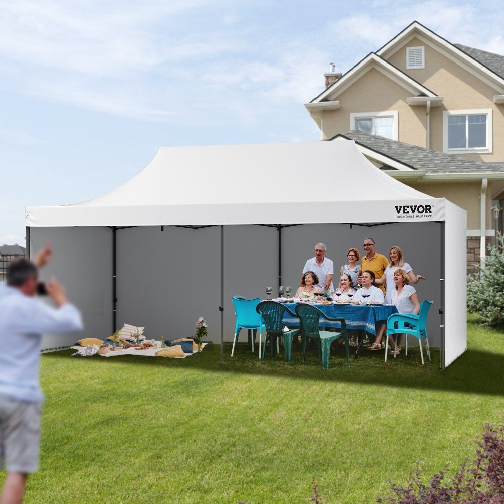 Pavillon 304,8x609,6x320cm Gartenzelt 500D PU Silberstoff Faltpavillon höhenverstellbar inkl. Aufbewahrungstasche, Partyzelt, 12–16 Personen, Pop-Up-Zelt, Gartenpavillon für Campingausflug