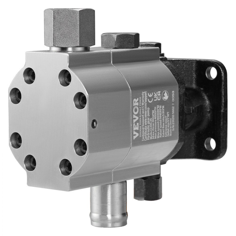 Hydraulische Holzspalterpumpe, 60 l/min, 2-stufig, 276 bar, Holzspalterpumpe, 1 Zoll Einlass, 1/2 Zoll NPT-Auslass, 3600 U/min, hydraulische Aluminium-Zahnradpumpe für Holzspalter mit kleinem Motor, Schneepflug