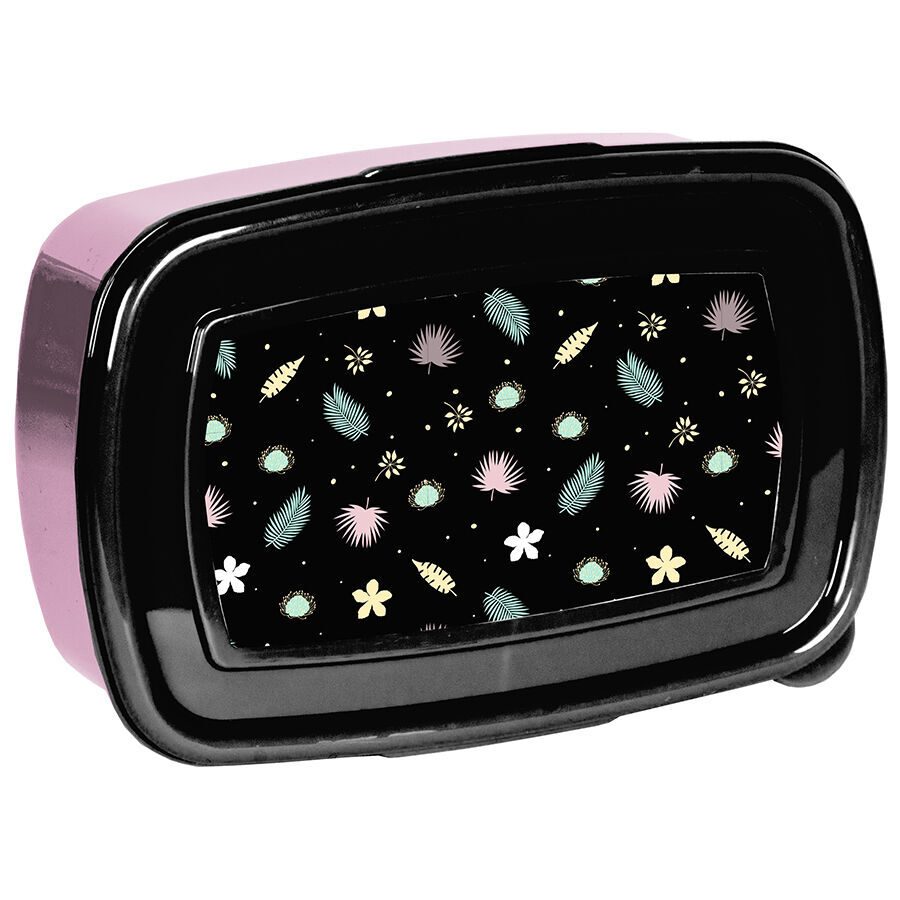 Lunchbox met paarse bloemen