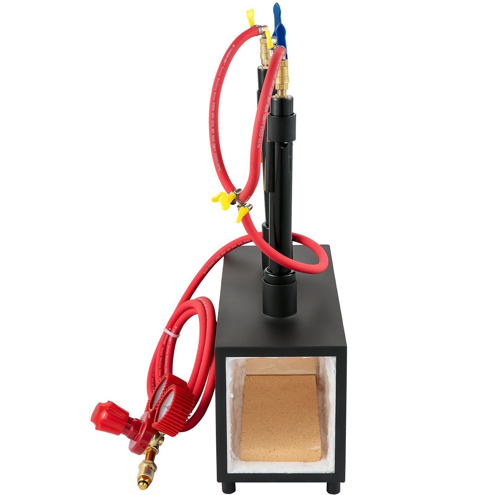Kit de démarrage XXL four à gaz max. 1350 °C, brûleur de forge 10 L, four de forge à deux brûleurs, revêtement en fibre de silicate d'aluminium, forge métallique max. puissance 153,6 kWh / 524 000 BTU, maréchal-ferrant