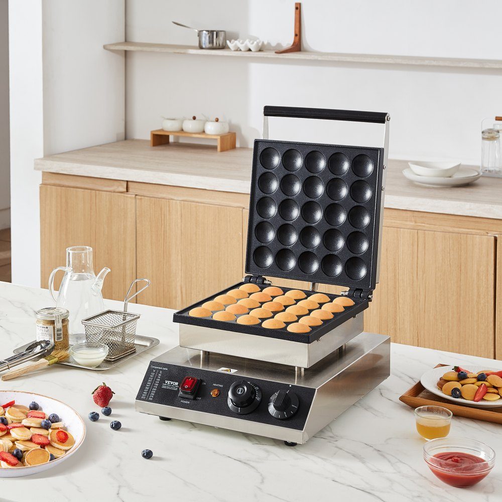 Mini Pancake Machine, Commercial Dutch Mini Pancake Machine, 25pcs, 43mm Diameter, Dorayaki Baking Machine, 1700W, Temperature and Time Control, in Kitchens, Cafes and Restaurants