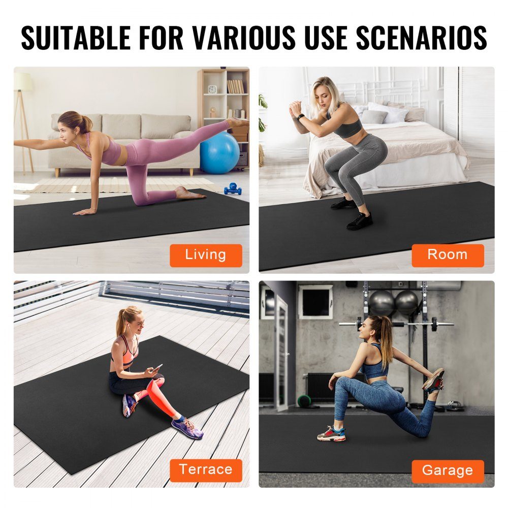 Trainingsmatte, rutschfeste Premium-Yogamatte mit hoher Dichte, Übungs-Yogamatte für Männer und Frauen, Fitness- und Trainingsmatte mit Tasche und Gurt, für alle Arten von Heim-Yoga, Pilates und Bodentraining (2,7 x 1,8 m)