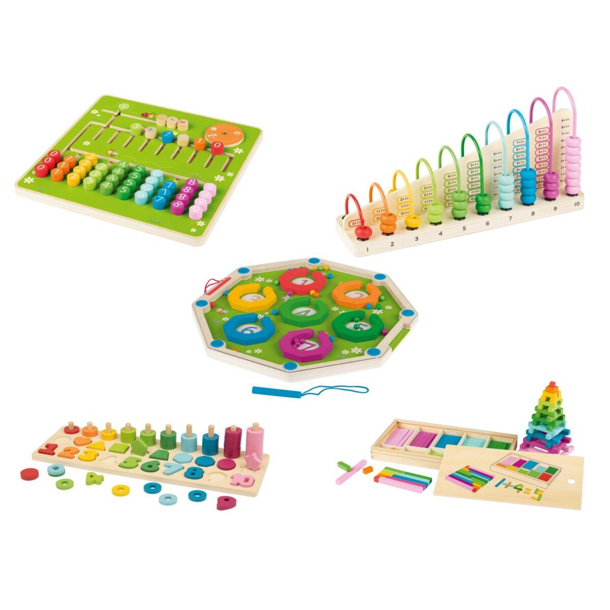 lupilu® houten telstokjes / magnetisch labyrint / telraam / rekenspeelgoed / logisch spel
