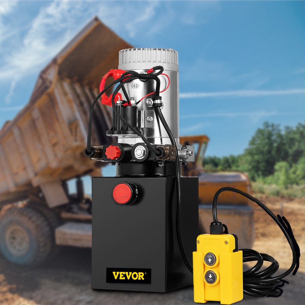 Hydraulic Unit, Hydraulic Pump, Double Acting Hydraulic Pump, 12V, Dump Trailer, 3.79L Metal Container for Dump Trailer