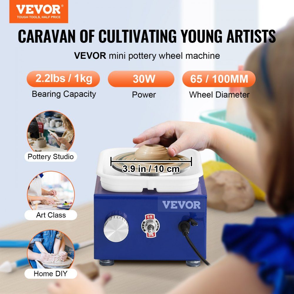 Pottery Wheel Ceramic Wheel 30W Blue Electric Pottery Wheel 10cm 300RPM Pottery Wheel Molding Machine with Apron Suitable for Beginners, Enthusiasts etc
