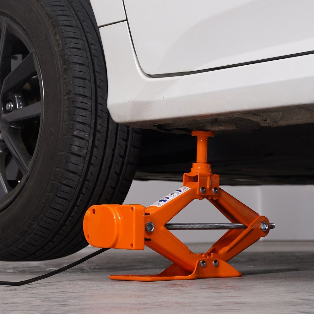 Podnośnik nożycowy elektryczny podnośnik nożycowy 3 tony, gniazdo 12 V z kablem zasilającym 3,5 m i skrzynką narzędziową oraz korbą ręczną, podnośnik 130-370 mm / 170-420 mm do samochodów osobowych, SUV-ów, sedanów itp.