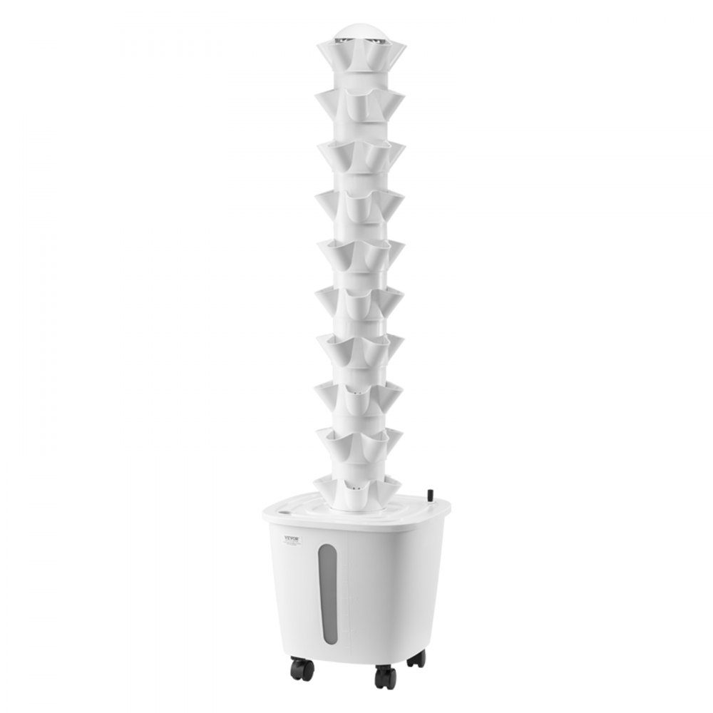 Hydroponic Growing System, 50 Slots Vertical 10 Tier Hydroponic Tower Hydronic Garden with Water Pump and Wheels Indoor Plant Germination Kit for Herbs, Fruits and Vegetables