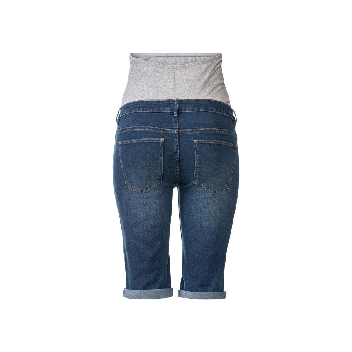 esmara® Damen Umstands-Jeansshorts, niedrige Taille mit elastischem Besatz (Dunkelblau, 40)