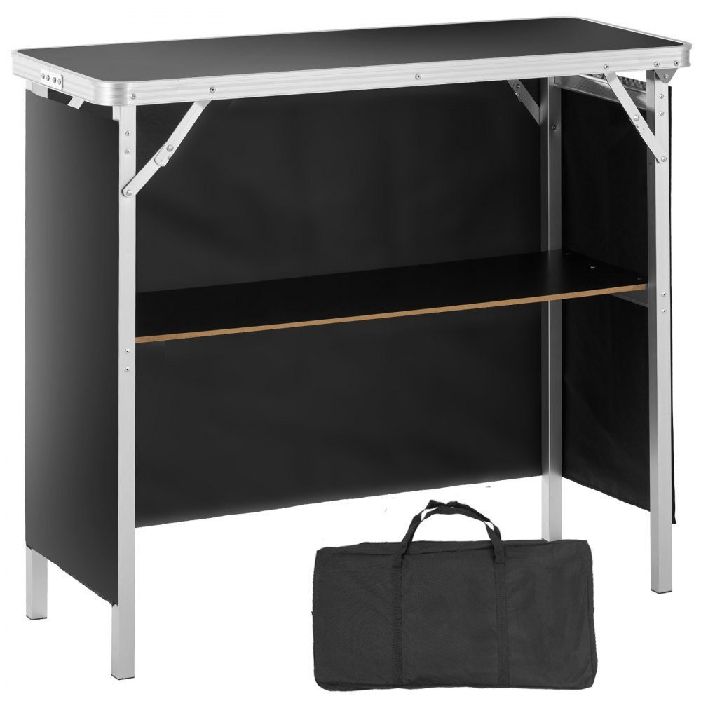 Comptoir d'exposition portable, comptoir d'exposition, 97,5 × 38,5 × 87 cm, stand d'exposition, support de comptoir d'exposition, table de bar de promotion pliable, comptoir de promotion, réception avec compartiment de rangement, sac de transport, noir