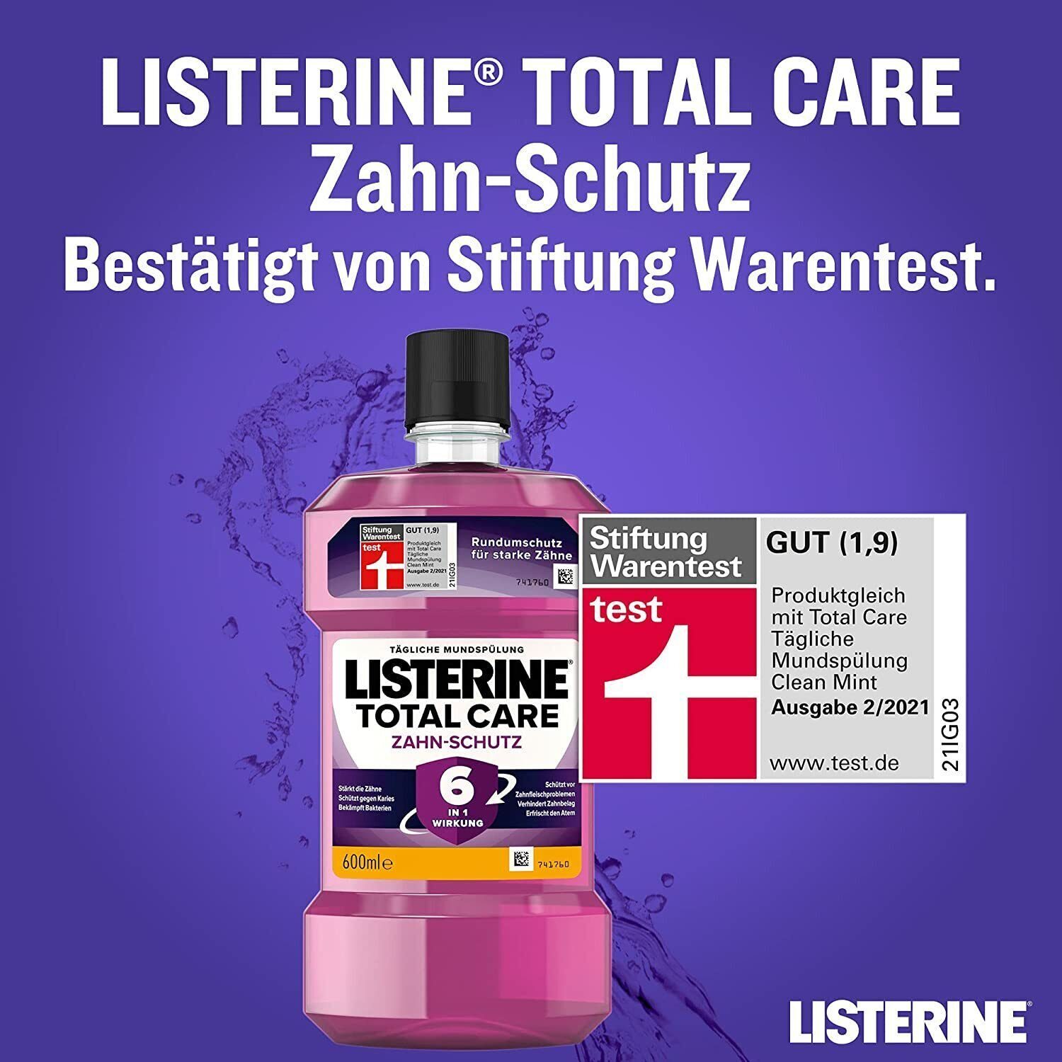 *DAILY PRICE* LISTERINE Total Care Mouthguard Mouthwash Caries Oral Hygiene Teeth 6in1 6x500ml