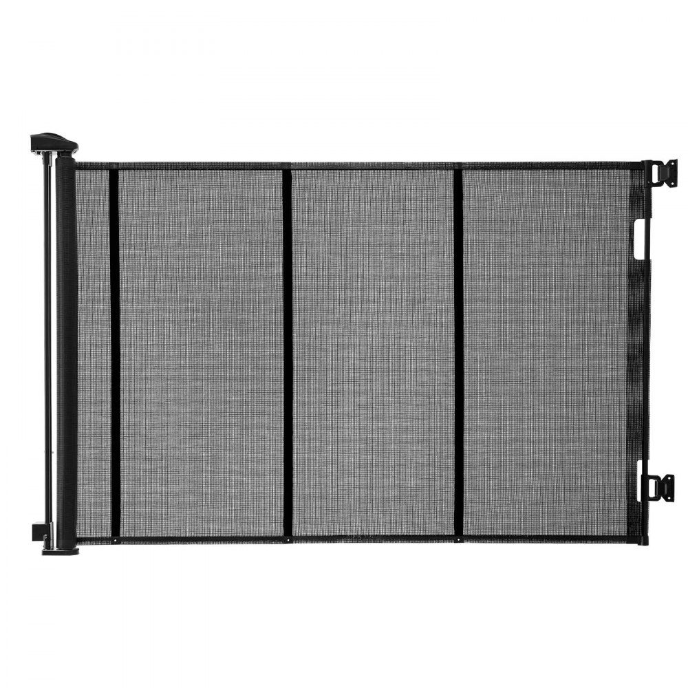 Extendable Baby Gate, Dog Gate, Extendable to 415cm Width / 99cm Height, Pet Gate with Reinforced Fiberglass Strips, Mesh Guard for Patio, Garage, Black