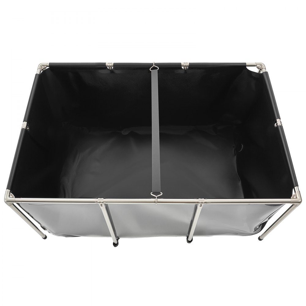 Canvas Fish Pond 1023.3L Breeding Water Tank PVC Koi Tank with Transparent Viewing Window Aquarium with Stainless Steel Frame and Drain Valve for Koi Goldfish Breeding (Black)
