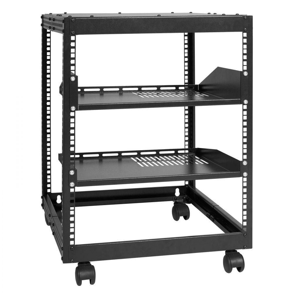 12U Open Frame Server Rack 23-40" Adjustable Depth Freestanding/Wall Mounted Network Server Rack 4 Post AV Rack with Wheels for all your Network IT Equipment AV Equipment