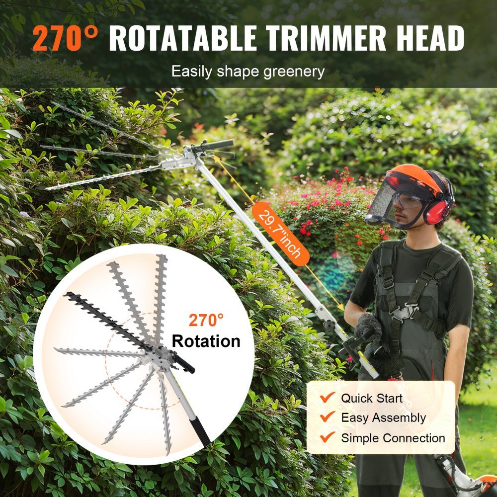 6-in-1 hedge trimmer petrol hedge trimmer 43CC long handle hedge trimmer 1.15L