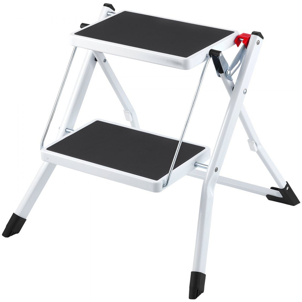 Household ladder 500x480x450mm folding step ladder made of steel step ladder 2 steps step ladder 150kg load capacity folding step double step ladder 445mm high kitchen ladder non-slip step stool