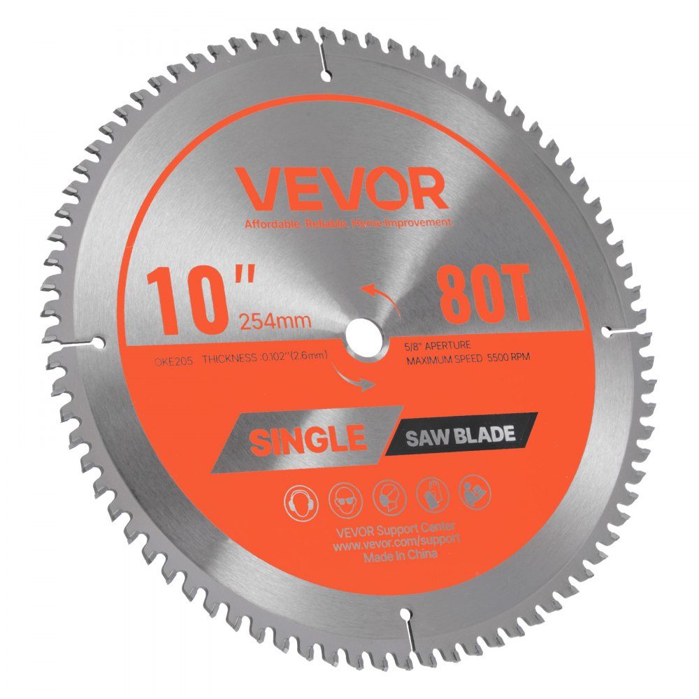 Circular saw blade (254mm diameter, 80 sharp teeth and 2.6mm thickness), ideal for cutting aluminum, compatible with circular saws, alloy steel saw blade with noise-reducing heat dissipation
