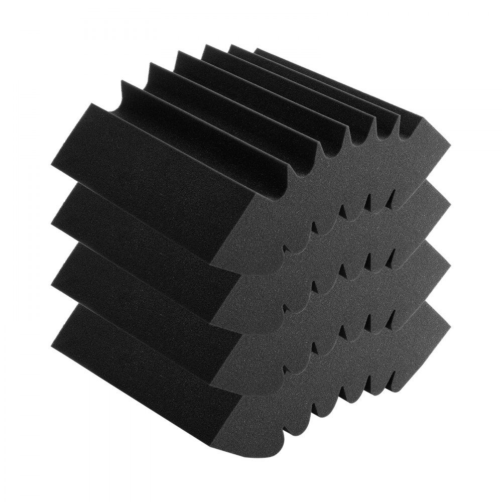 Akustikschaum-Akustikplatten 4er-Set, 42x16x30cm, selbstklebende schalldichte Wandpaneele, Akustikplatte, Akustikschaummatten für Studiowände & -decken, schwarz