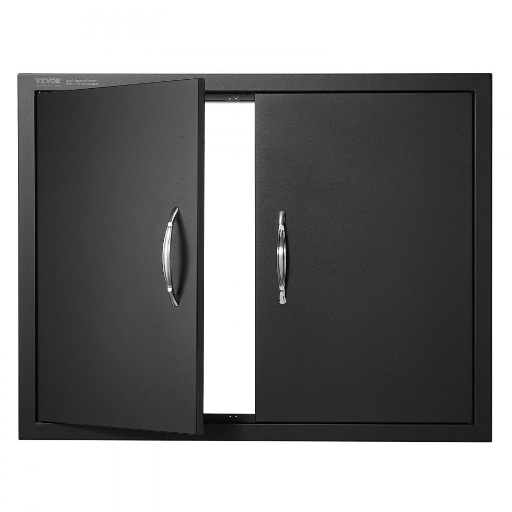 Porte d'accès au gril 788x610x46mm Double porte de cuisine extérieure, porte à panneau froid encastré, porte murale verticale avec poignées pour station de gril d'îlot de gril (acier inoxydable + produit pulvérisé à l'huile)