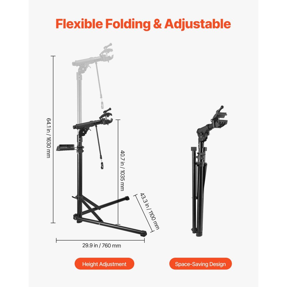 Bicycle Repair Stand Bicycle Repair Stand (38.56kg Load Capacity) with 1035-1630mm Adjustable Height & Magnetic Tool Tray, Folding Maintenance Stand for Mountain Bikes, Road Bikes