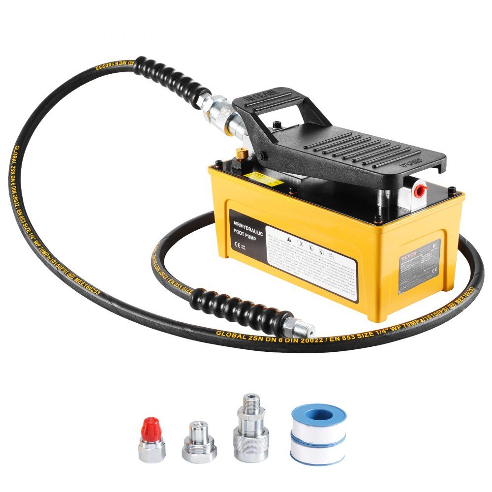 10.000 PSI Lufthydraulikpumpe, 1,6 l Öltank, NPT 3/8" Ölauslass, NPT 1/4" Einlass, luftbetriebene Fußpumpe mit Aluminiumgehäuse, für Autoreparaturrahmenmaschine und hydraulische Presse