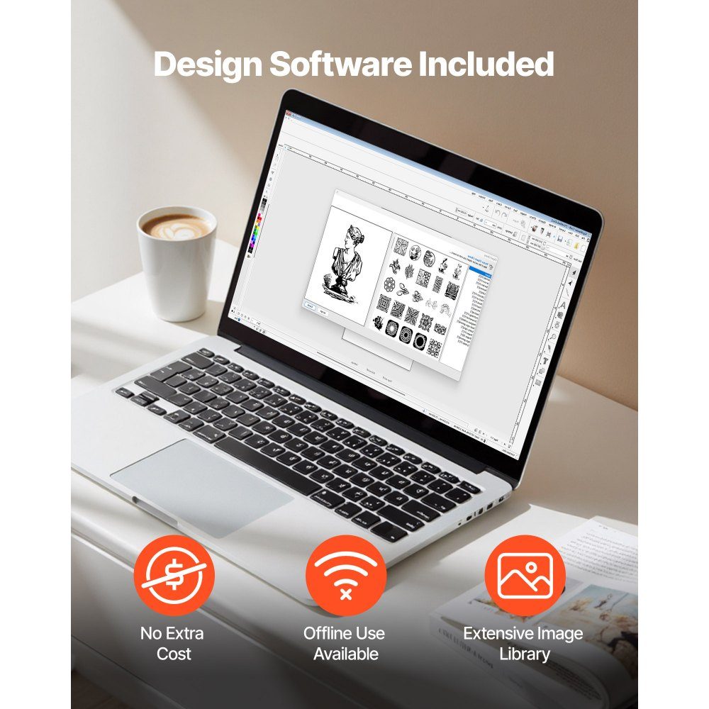 Vinyl cutter (33cm cutting size) with automatic edge detection & design software & materials, compatible with SVG/EPS/PLT, for custom craft card stickers