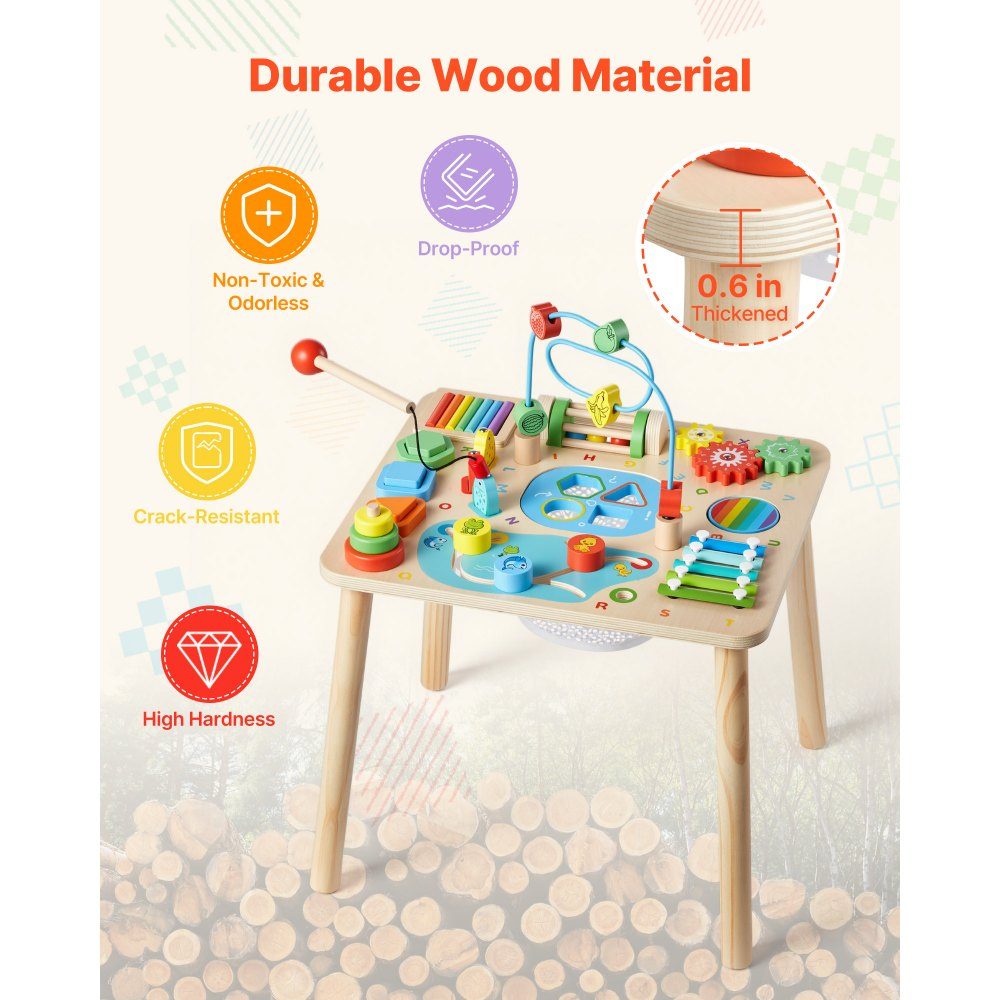 Aktivitätstisch aus Holz, Montessori-Spielzeug, 13-in-1-Lerntisch, Spieltisch, Aktivitätstisch für Kinder ab 6 Monaten, ideales Geschenk für Geburtstag, Weihnachten oder Kindertag, 6–36 Monate