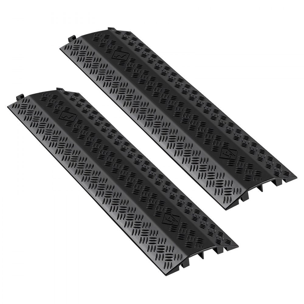 975mm Cable Bridge 7938kg/Axle Load Capacity Heavy Duty PP Overflow Anti-Trip Floor Covers for High Threshold Areas Home Office Warehouse Pack of 2