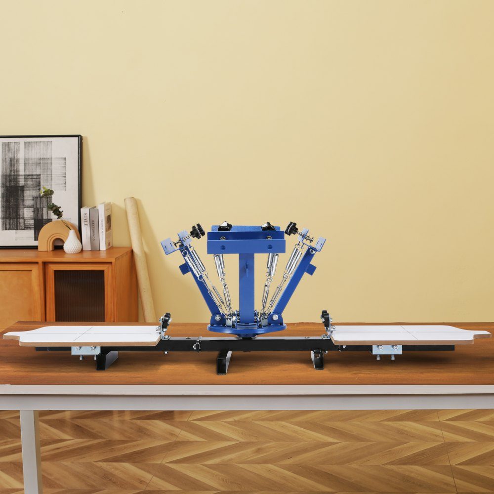 Screen Printing Press T-Shirt Screen Printing Machine 4 Colors + 2 Stations, T-Shirt Press, Heat Press Transfer Press DIY Equipment Printer, Textile Printing Clothes, Pillowcases, Luggage etc