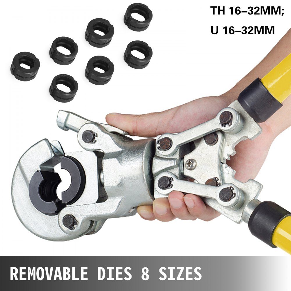 Presszange U16, U20, U25, U32, TH16, TH20, TH26, TH32 mm, Crimpzange, Presszange 6 T Druckkraft, Rohrpresszange mit 360° drehbarem Kopf und ergonomischem Griff, Rohrpresszange, tragbar Ø16-32 m
