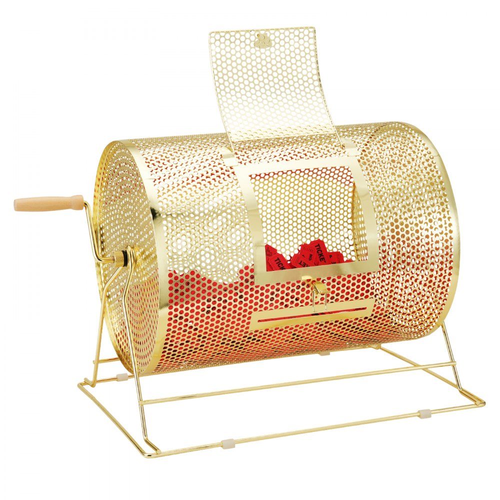 Lotto drum Glückskind 5000 tickets or 300 raffle balls capacity, professional lottery rotating cage made of metal, lottery turntable, lottery box for lottery games Golden