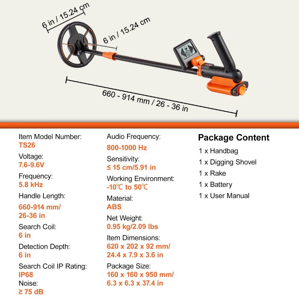 Metal Detector Set for Kids, Multifunctional Professional Detector with 2 Modes, Metal Detector, Waterproof 6" Coil for Greater Depth, with Shovel and Carry Bag