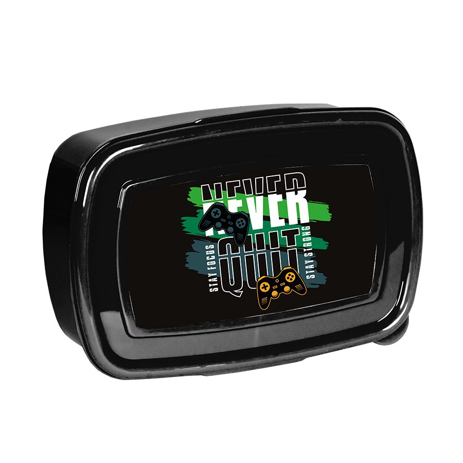 “Never Quit” lunch box.