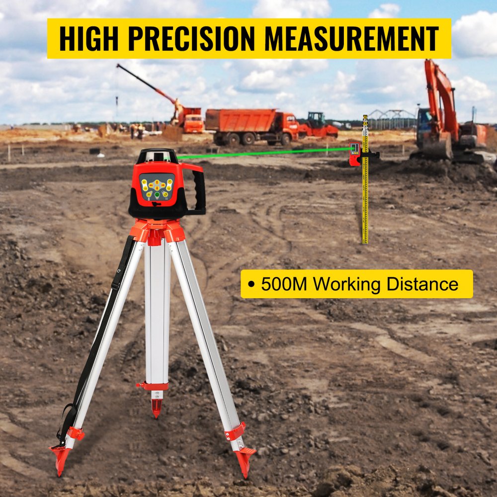 Professioneller Rotationslaser max. Arbeitsbereich 500 m grün, Linienlaser 360-Grad-Laserhöhenmesser wasser- und staubdicht Outdoor-Arbeitszeit 20 Stunden mit Stativ- und Lineal-Elektrik Professioneller Rotationslaser max. Arbeitsbereich 500 m grün, Linienlaser 360-Grad-Laserhöhenmesser wasser- und staubdicht Outdoor-Arbeitszeit 20 Stunden mit Stativ- und Lineal-Elektrik
