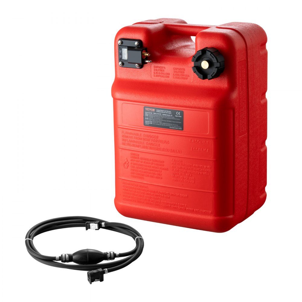 Marine Fuel Tank 24L Portable Outboard Motorboat Tank Plastic Outboard Marine Boat Fuel Tank with Hose Easy to Carry for Yacht Fishing Boat Deck Boat Red