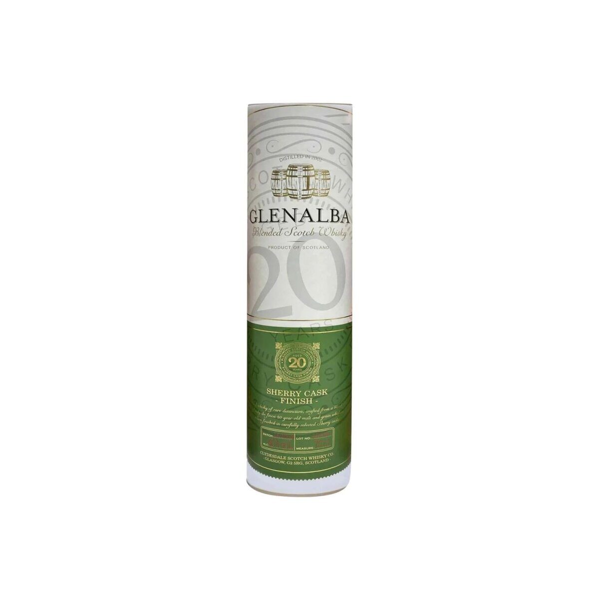 Glenalba Blended Scotch Whisky Sherry Cask Finish 20 Jahre 40 % Vol