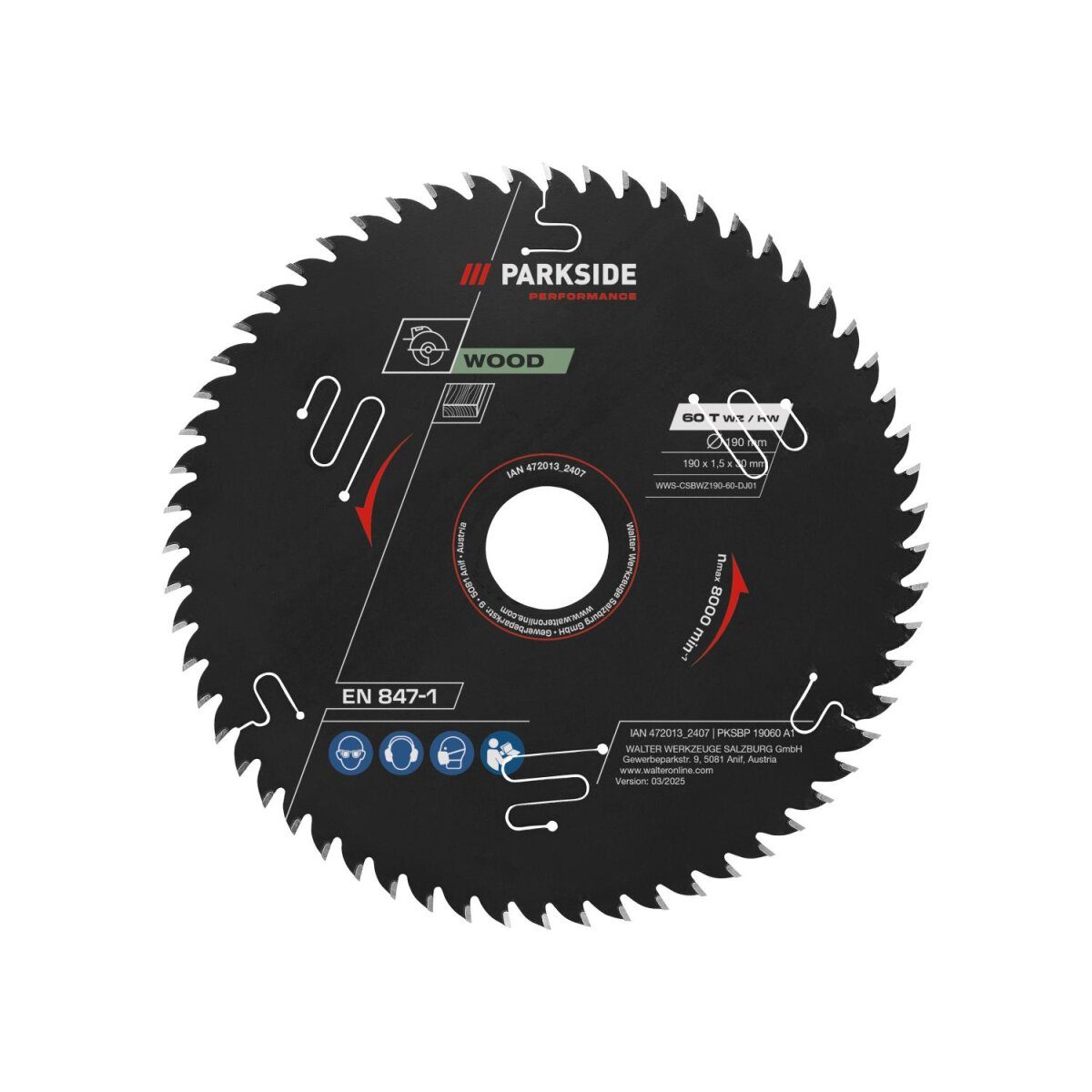 Lame de scie circulaire PARKSIDE PERFORMANCE® »PKSBP 19024 A1 / PKSBP 19048 A1 / PKSBP 19060 A1«