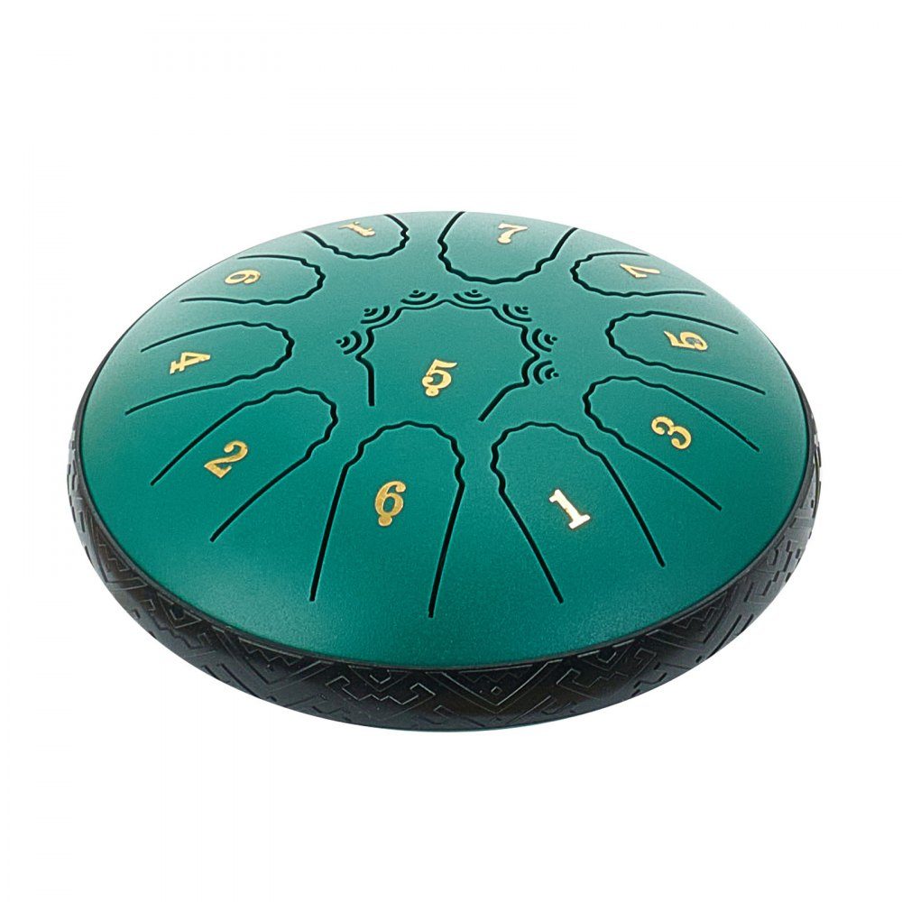Tambour de langue, 165 mm, tambour de pluie 11 tons, tambour de musique majeur en D avec livre de musique et maillets, tambour de langue en acier, poêle en acier, pour méditation, yoga, débutants, cours de musique, vert