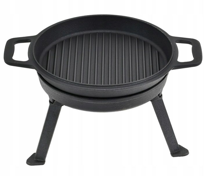 BBQ Dutch Oven Eintopf handgefertigt mit Füßen ca. 12l für Lagerfeuercamping etc. XXL-Set mit Pfanne