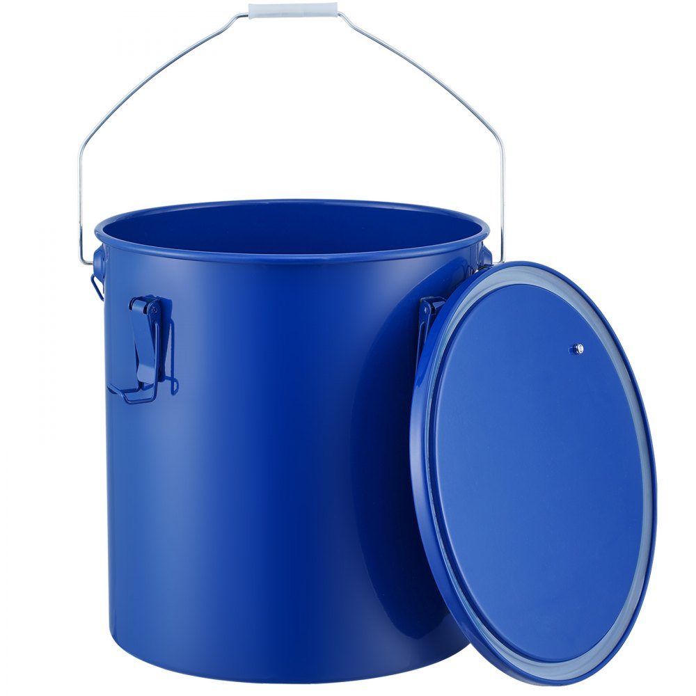 Frying Oil Bucket Oil Disposal Container, 5L Carbon Steel Frying Oil Bucket with Rustproof Coating, Oil Transport Container with Lid, Filter Bag for Filtering Hot Cooking Oil, Blue