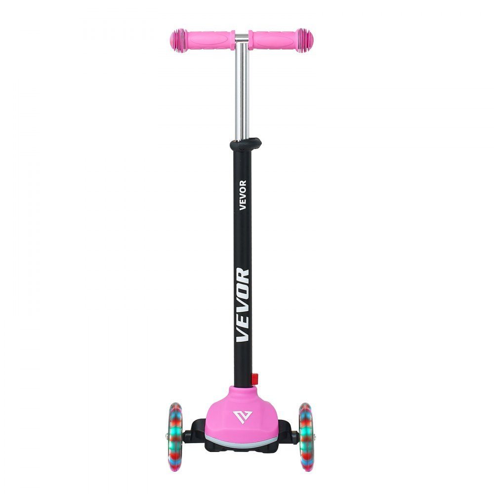 Scooter (3 Räder) ab 3 Jahren, Cityscooter Kinderroller mit leuchtenden Rädern & höhenverstellbarem Lenker & rutschfestem Deck & leichtem Aluminiumrahmen, Tretroller bis 75 kg, Pink