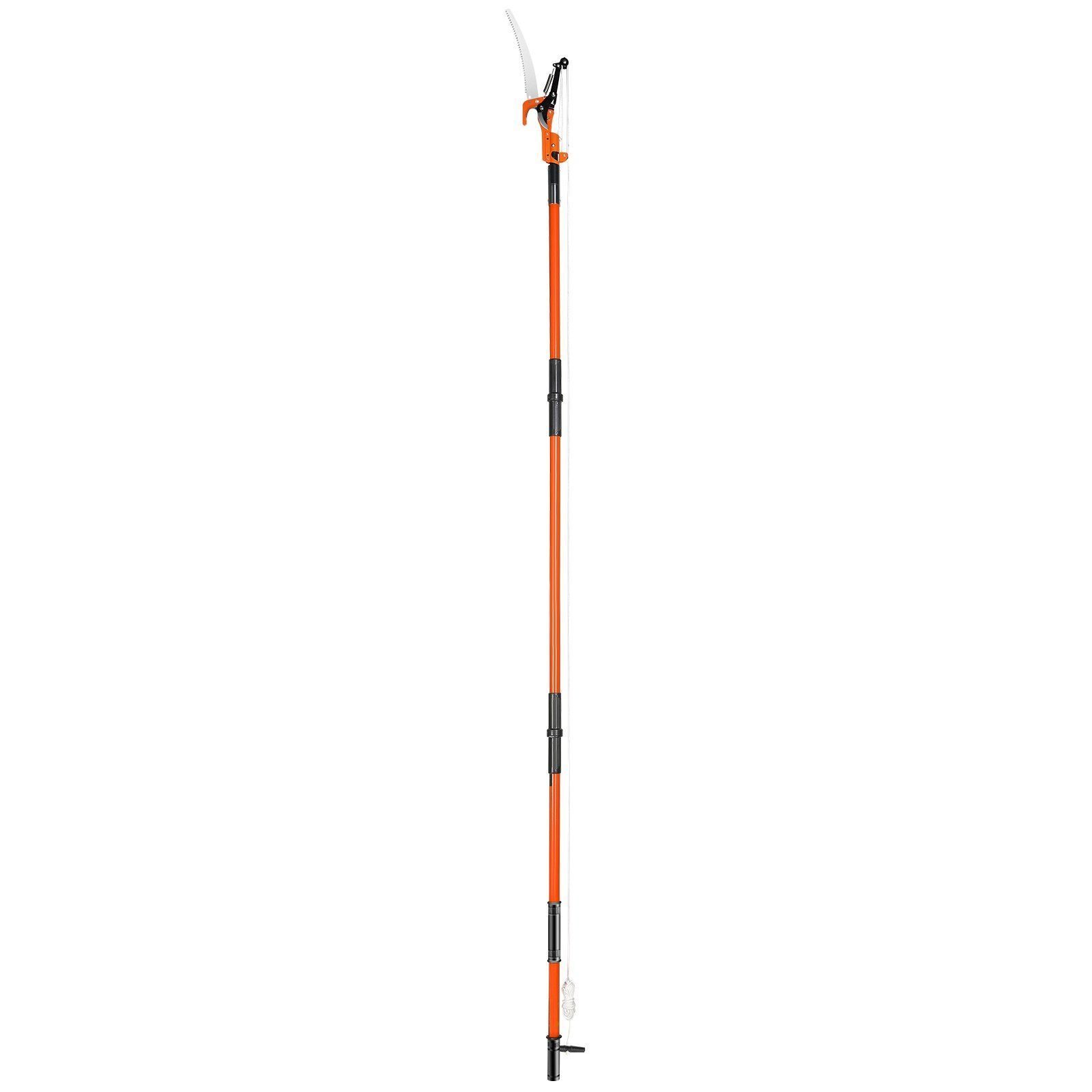 Telescopic Pruning Saw, Manual Pole Pruner, 7-25ft Extendable Pruning Shears, Sharp Steel Blade and Scissors, Tall Branches, Branch Cutter with Lightweight 8 Fiberglass Handles