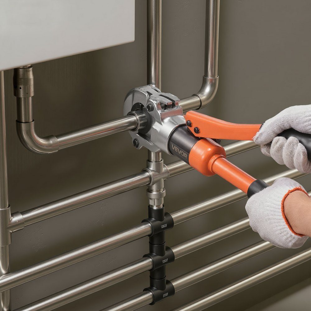 Perstangen hydraulisch V-contour, pijpperstangen voor RVS buizen, perstangen met bekken V12, V15, V18, V22, V28 & draagtas, persgereedschapset voor loodgieterswerk reparaties & installaties