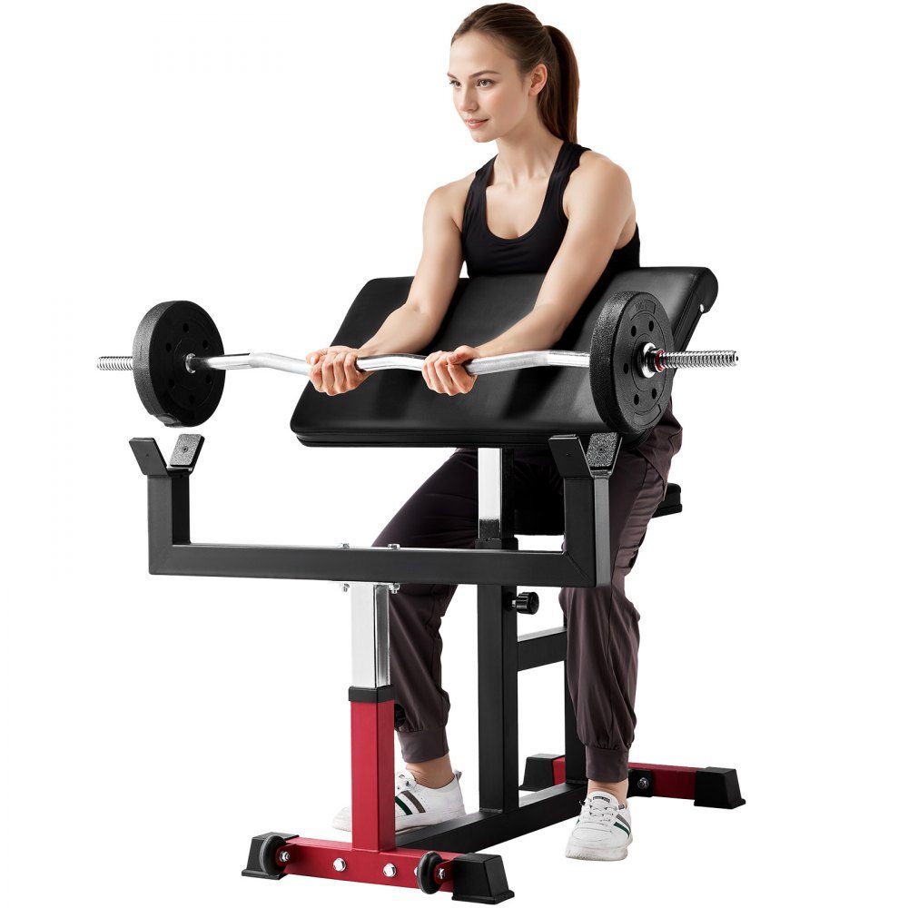 Preacher Curl Bench Biceps Machine for Strength Training, (Max Load 200kg), Home Fitness Equipment, Seated Barbell and Dumbbell Biceps Station, Adjustable Weight Benches