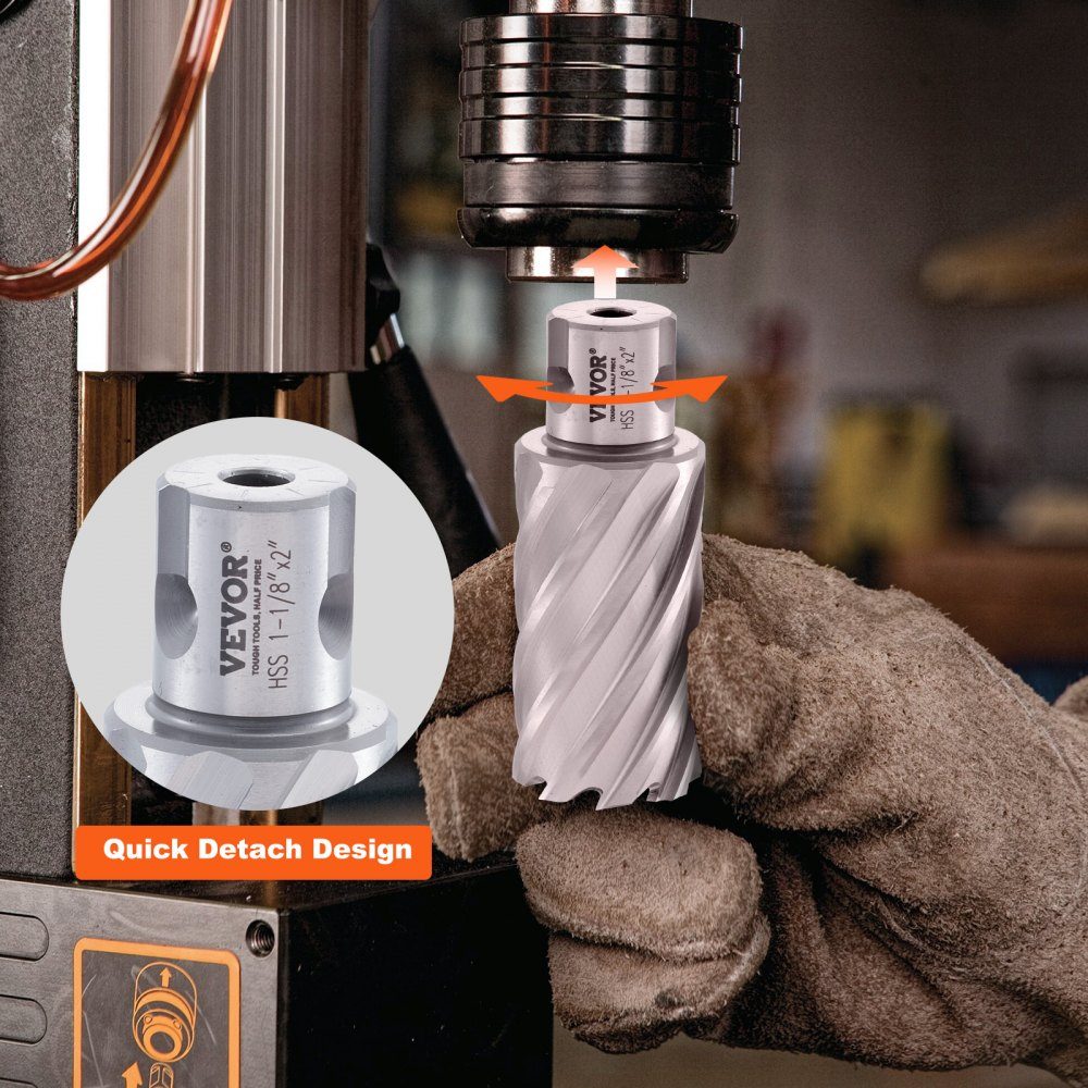 Kronenbohrer-Set Metall, 6-teilig, Kernbohrer-Set, 50,8 mm Schnitttiefe, Ringschneider-Set, aus M2AL-Schnellarbeitsstahl, Zubehör für Magnetbohrmaschinen