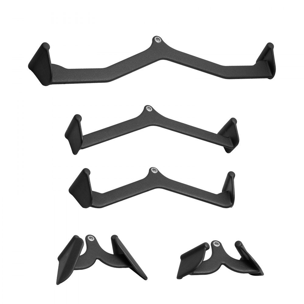 Latzug-Aufsätze, Rudergerät mit Kabelzug, T-Bar, V-Bar, 5er-Set, Trizeps-Zugstange, gummibeschichteter Griff für Rückenkrafttraining, Bizeps-Curl, Trizeps-Lat-Zugstange für Fitnessstudio